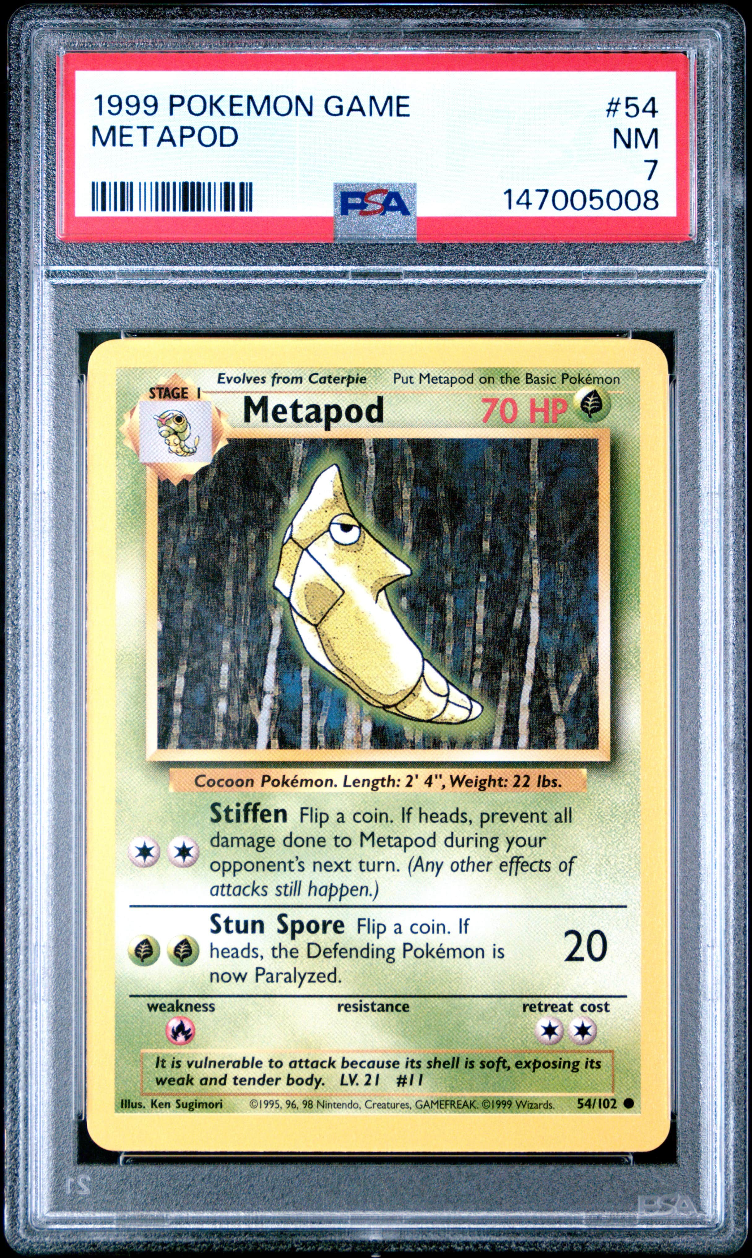 1999 #54 Metapod PSA 7 Game Poke