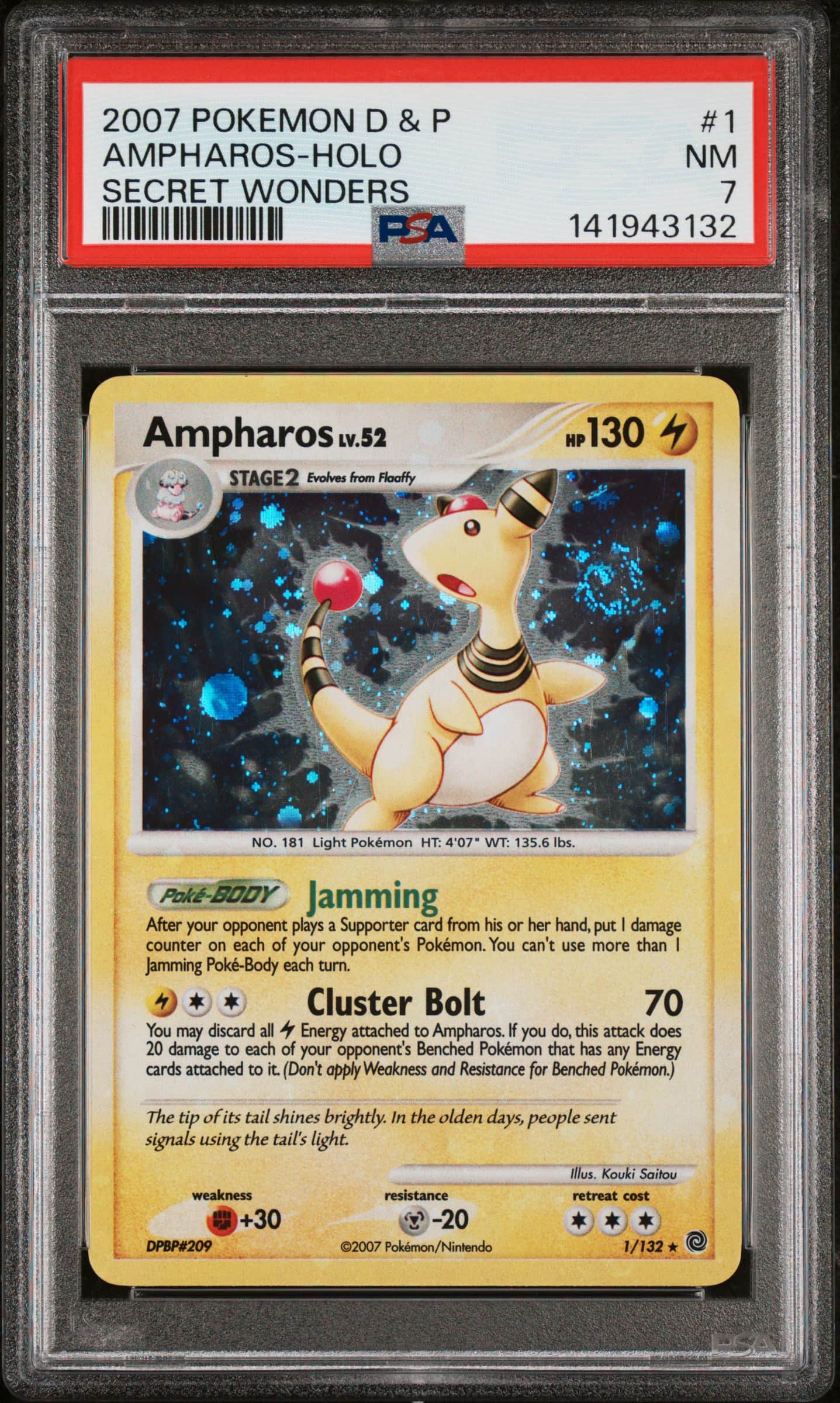 2007 #1 Ampharos-Holo PSA 7 Diam
